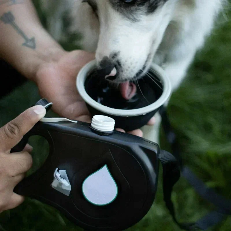 Multifunctional Dog Leash with Built-in Water Bowl